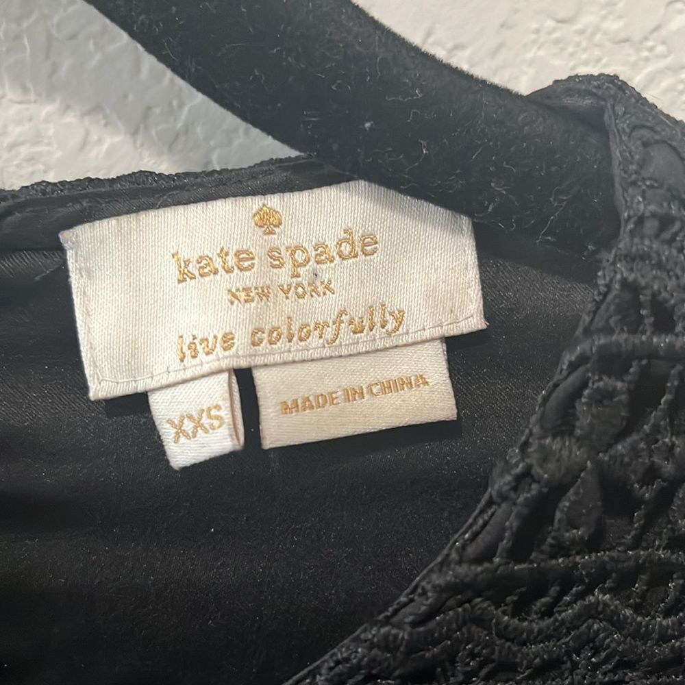 KATE SPADE Black Peplum Lace Blouse, Size XXS (Fits XXS/XS/S) - Picture 2 of 7